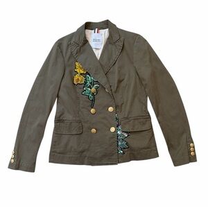 History Repeats Sequin Olive Green Military Style Blazer